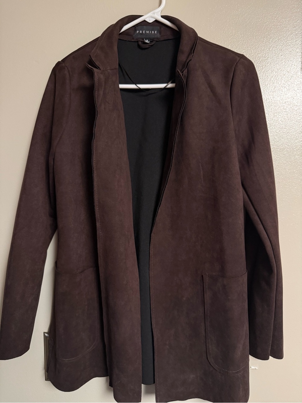 Premise Women's Brown Suede Open-Front Blazer
